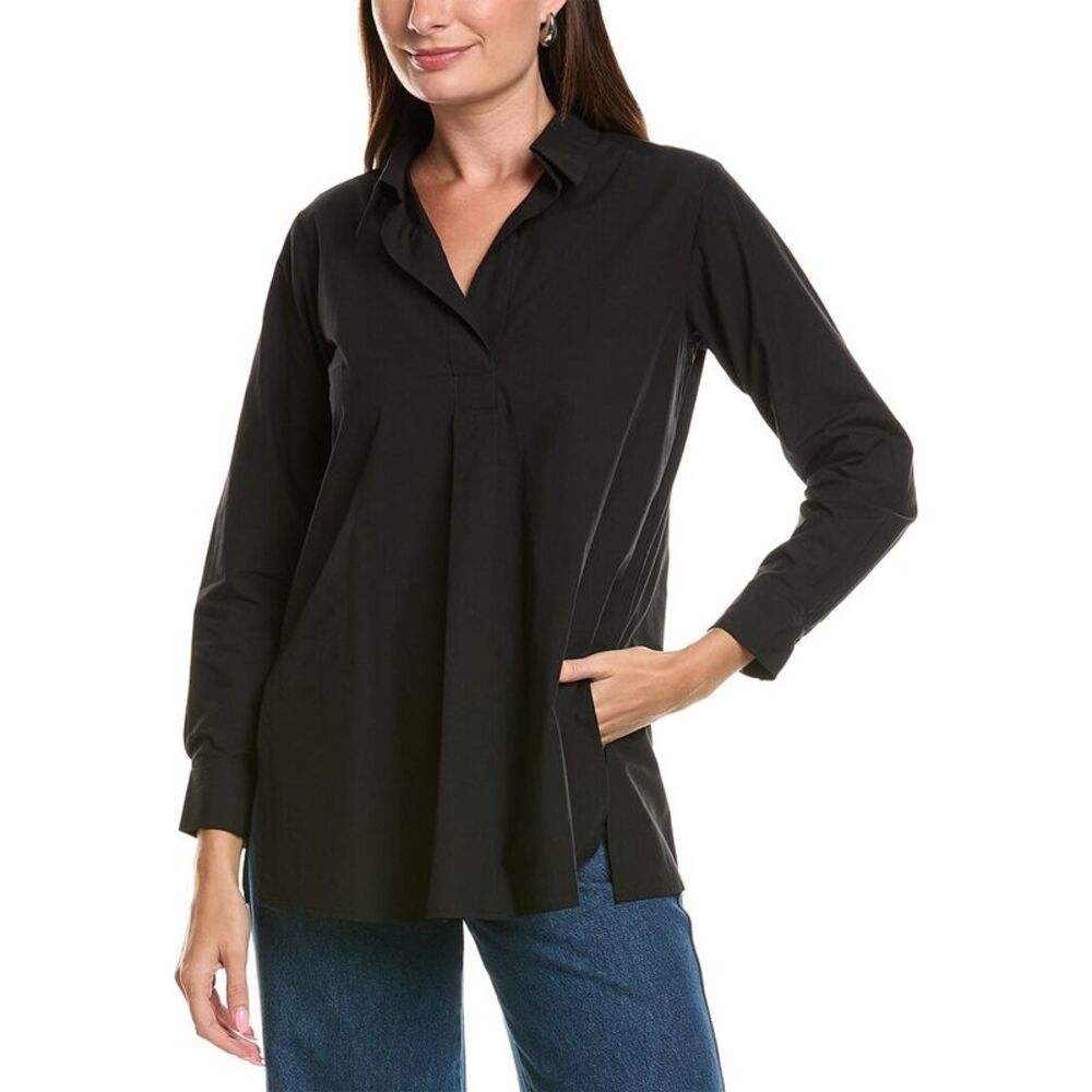 Eileen Fisher Womens Petite Classic Collar Tunic, Black